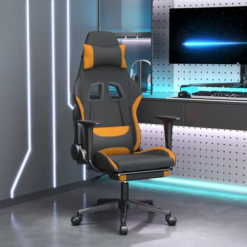 vidaXL Vrtljiv gaming stol z oporo za noge črno in temno rumeno blago
