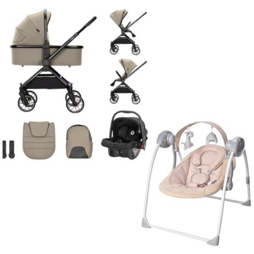 Lorelli Kolica za bebe 3u1 Reya Braon + Ljulja&amp;scaron;ka za bebe Portofino, Roze Slike