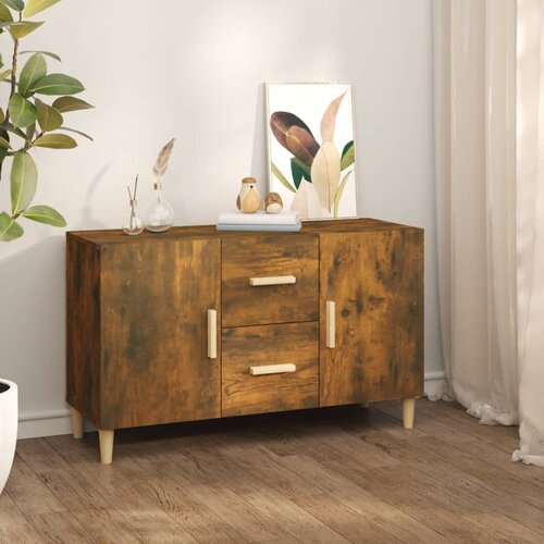 vidaXL Komoda dimljeni hrast 100x36x60 cm konstruiran les Cene
