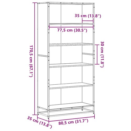  Polica za knjige sonoma hrast 80,5x35x170,5cm konstruirano drvo Slike