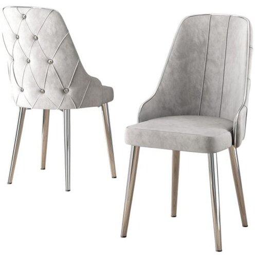 Hanah home set trpezarijskih stolica Krax 6 kom, siva tkanina Babyface, hromirane metalne noge Cene