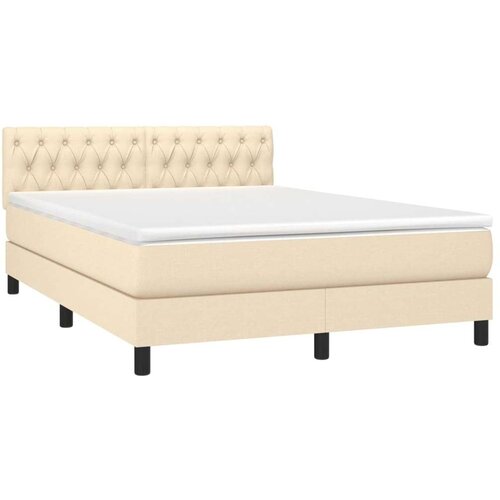VidaXL Krevet s oprugama i madracem krem 140 x 190 cm od tkanine Slike