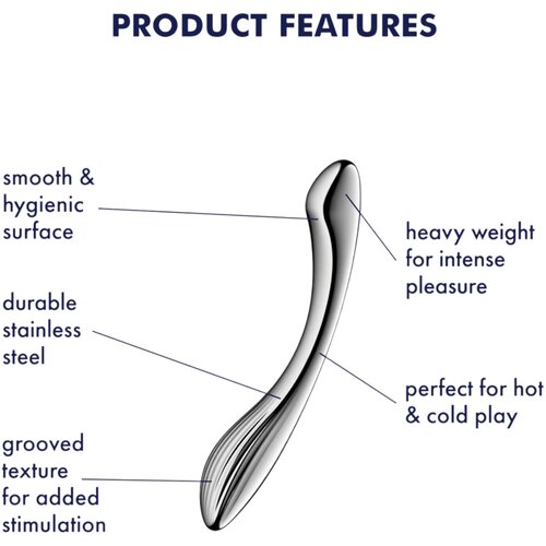 Satisfyer Pure Gravity 1 &amp;ndash; rebrast jekleni dildo (srebrn) Slike