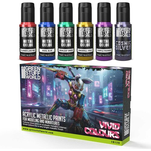 Green Stuff World Paint Set - VIVID Metallic colours (Box x6) Cene