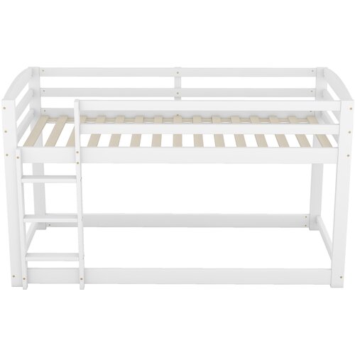 Lumor Pogradna postelja iz borovega lesa z zaščito pred padcem + lestev - 90x200cm - bela, (22068364) Cene