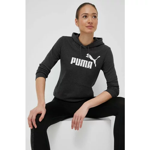 Puma Pulover ženska, siva barva, s kapuco