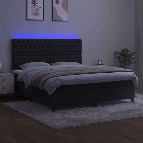  Box spring s madracem LED crni 160x200 cm bar&amp;scaron;un Slike