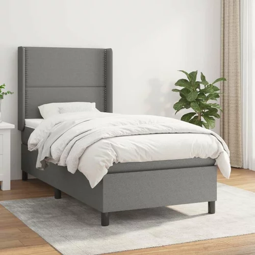  Box spring postelja z vzmetnico temno siva 90x190 cm blago, (20901301)