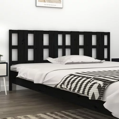  Uzglavlje za krevet crno 205,5 x 4 x 100 cm od masivne borovine