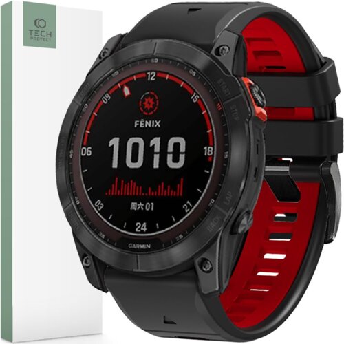 TECH-PROTECT ICONBAND PRO TRAK ZA GARMIN FENIX 3 5X 6X 7X ČRNO RDEČ, (21974437) Cene