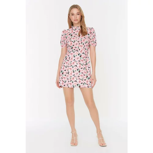 Trendyol Multi-colored Petite A-Line Super Mini Dress with Woven Lined and Floral Pattern