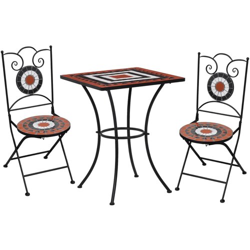 In 3-dijelni bistro set s keramičkim pločicama boja cigle i bijeli Cijene