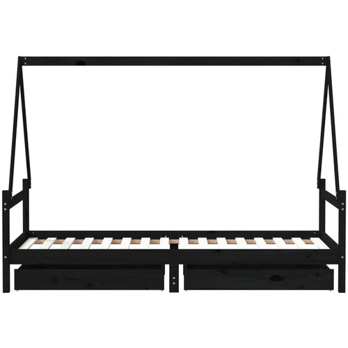  Okvir za dječji krevet s ladicama crni 90 x 200 cm od borovine Slike