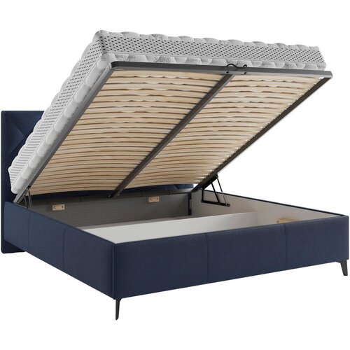 MID.YOU OBLAZINJENA POSTELJA 180 cm x 200 cm , tekstil temno modra Slike