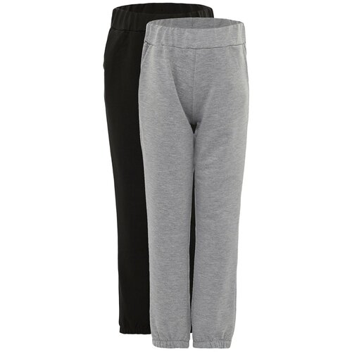 Trendyol Black-Grey 2-Pack Boy Knitted Slim Sweatpants Cene