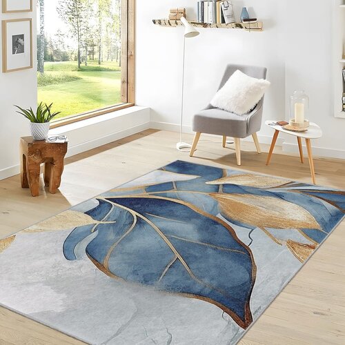Mila Home moder/zlat pralen tekač 80x200 cm golden leaves &amp;ndash; Slike