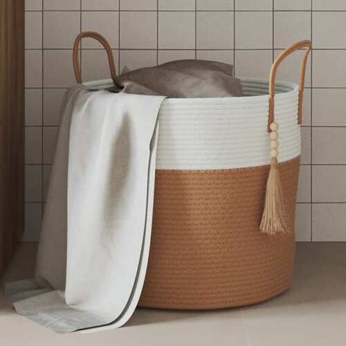  The Living Store Ko&amp;scaron;ara za shranjevanje rjava in bela &amp;Oslash;40x35 cm bombaž - Ko&amp;scaron;ara Za Shranjevanje, (21448151) Slike