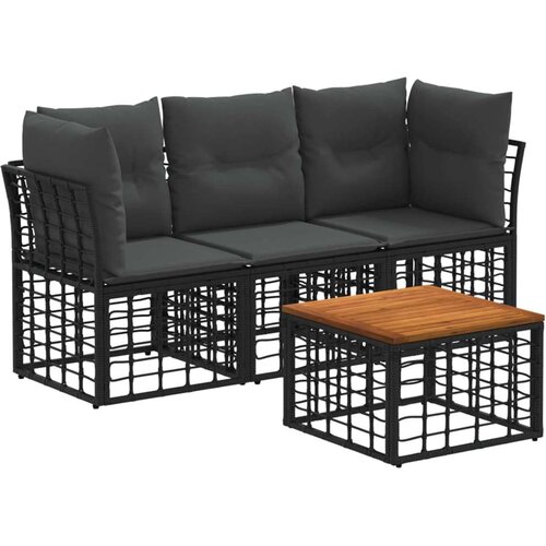  Set vanjskih sofa 4 pcs Crna i tamno siva Poliester - Crna sa stolom Cijene