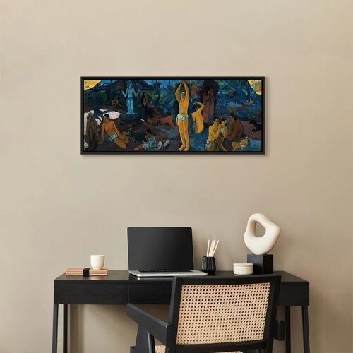  Slika - Paul Gauguin &amp;ndash; Where Do We Come From? What Are We? Where Are We Going? 100x40 U crnom drvenom okviru Slike