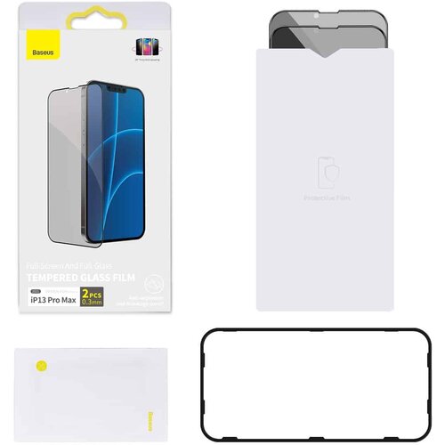 Baseus kaljeno steklo proti vohunjenju 0,3 mm za iPhone 13 Pro Max (2 kosa) Slike