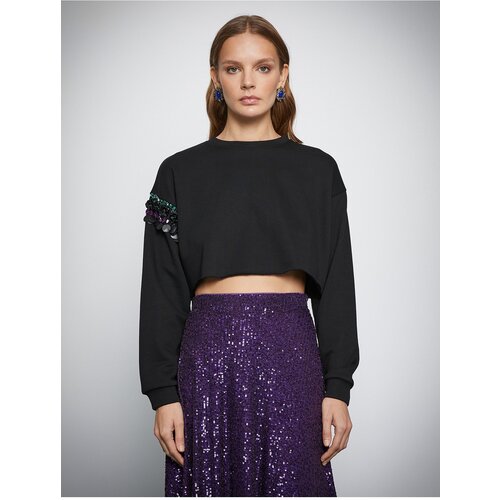 Koton Melis Ağazat X - Sequin Detailed Crop Sweatshirt Slike