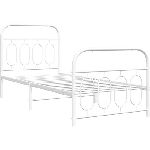  Metalni okvir kreveta uzglavlje i podnožje bijeli 90 x 200 cm Slike