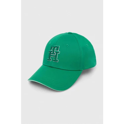 Tommy Hilfiger Bombažna bejzbolska kapa zelena barva