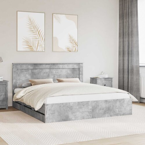  Krevetna konstrukcija s ladicama Betonski sivi 200 x 200 cm Slike