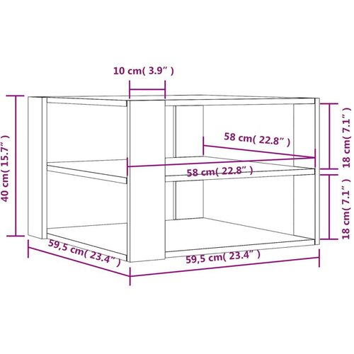 vidaXL Klubska mizica dimljeni hrast 59,5x59,5x40 cm inženirski les Cene