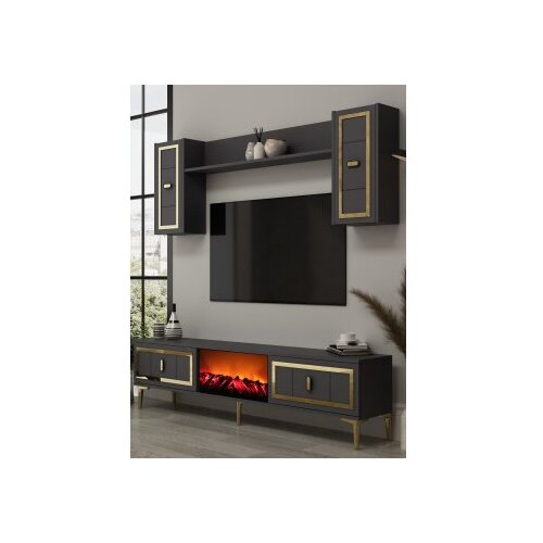 Hanah home tv polica orion fireplace anthracite gold Cene