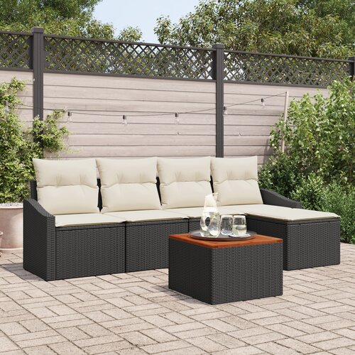 VidaXL set od 6 vrtnih sofa s jastucima crni poli ratan akacija Slike