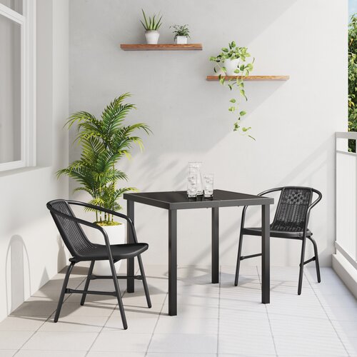 VidaXL 3-dijelni set vrtne blagovaonice crni poli ratan Slike