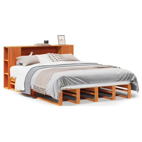 VidaXL Knjižna postelja brez vzmetnice vo&amp;scaron;č. rjava 135x190cm trden les, (21532543) Slike