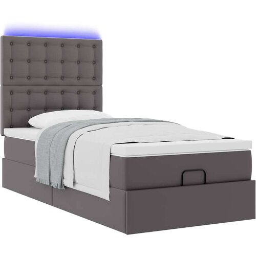 VidaXL otomanski okvir kreveta s madracem sivi 100x200cm umjetna koža Slike