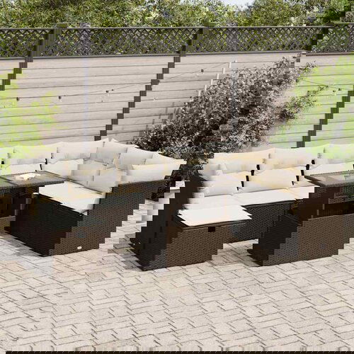 vidaXL 9-dijelni set vrtnih sofa s jastucima poliratan smeđi Cijene