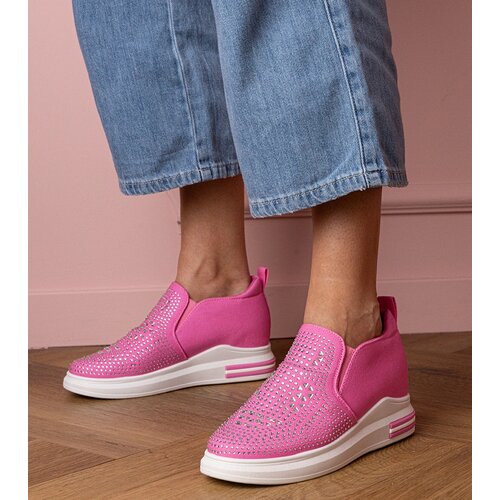 Gemre Pink women's sneakers with rhinestones on a hidden wedge Jeremi Cene