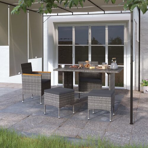 The Living Store Vrtni stoli in stolčki 4-delni komplet poli ratan sive barve - Vrtni Stol In Stolček, (21477193) Slike