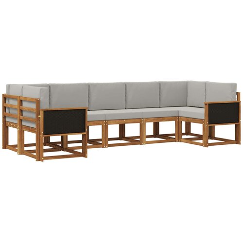 vidaXL Zunanja garnitura za sedenje 7 pcs Naravna in svetlo siva, (5000280881) Cene