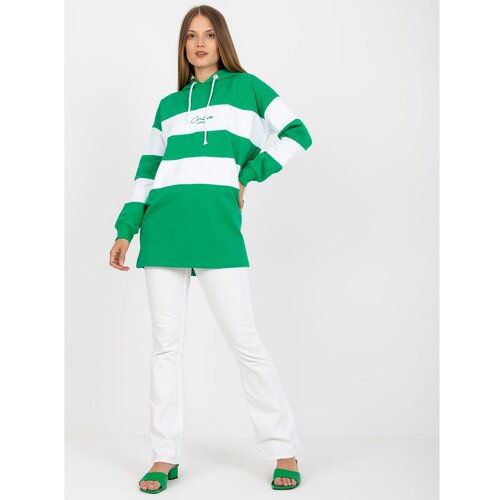 Fashion Hunters Green and white hoodie with RUE PARIS embroidery Slike