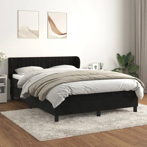 vidaXL Box spring postelja z vzmetnico črna 140x200 cm žamet