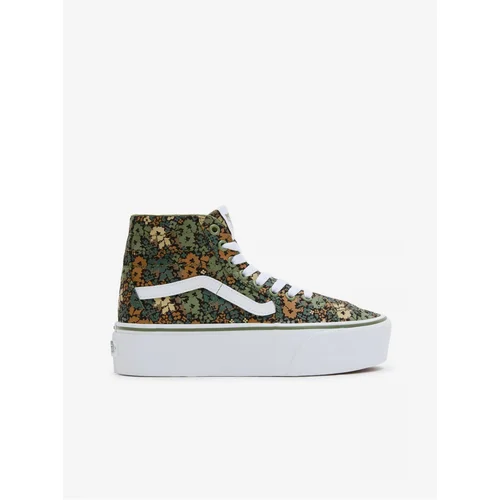 Vans Green-brown women's ankle floral sneakers SK8-Hi Tapered - Women