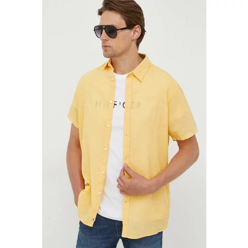 Pepe Jeans Lanena srajca Parker rumena barva