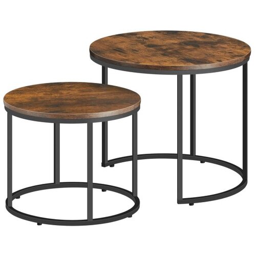 BOLZZ Okrugli sto za kafu, 2 komada - rustikalne / crne noge Slike