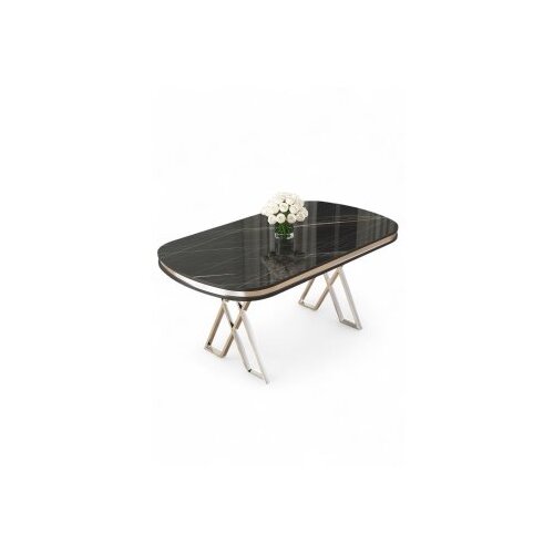 Hanah home Trpezarijski sto Zae Black Marble Chrome Slike