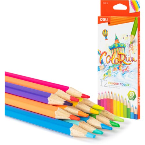 Deli Drvene bojice neon Colorun EC128-12, 12 komada Slike