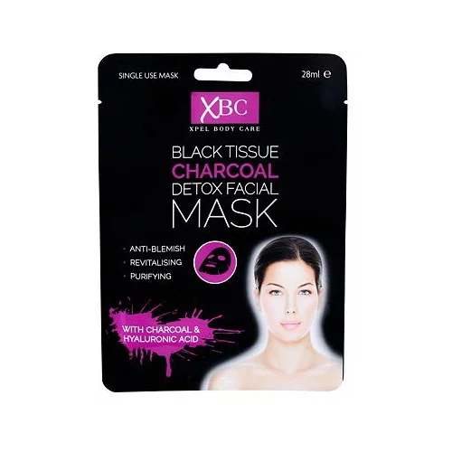 Xpel body care black tissue charcoal detox facial mask maska za lice 28 ml