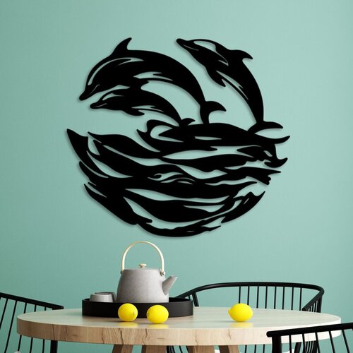 Wallity zidna dekoracija dolphins, 49 x 55 cm, crna Cene