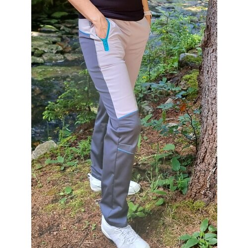 Kukadloo Women's SUMMER softshell pants - gray-gray with turquoise accessories Slike