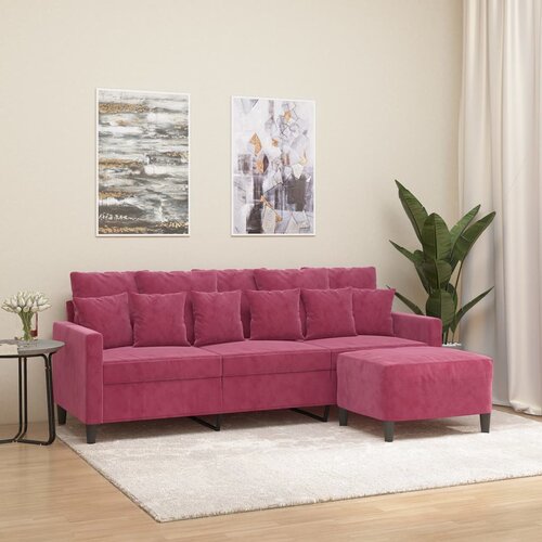 VidaXL trosed s stolčkom za noge vinsko rdeč 180 cm žamet Slike