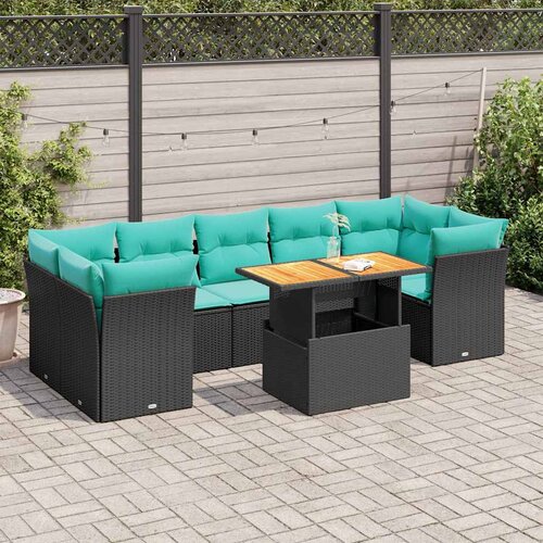  8-dijelni set vrtnih sofa s jastucima crni od poliratana Cijene